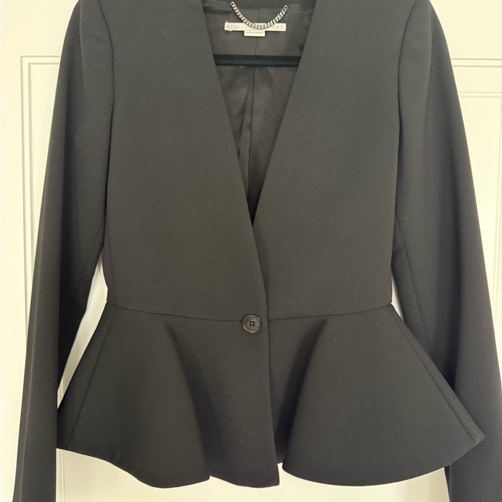 Stella McCartney Black Peplum Blazer with Modern Tailoring